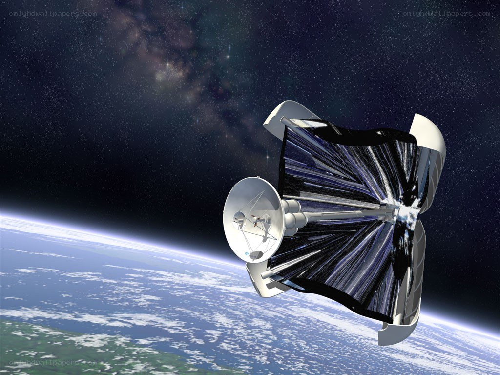 Satellite in orbit above Earth