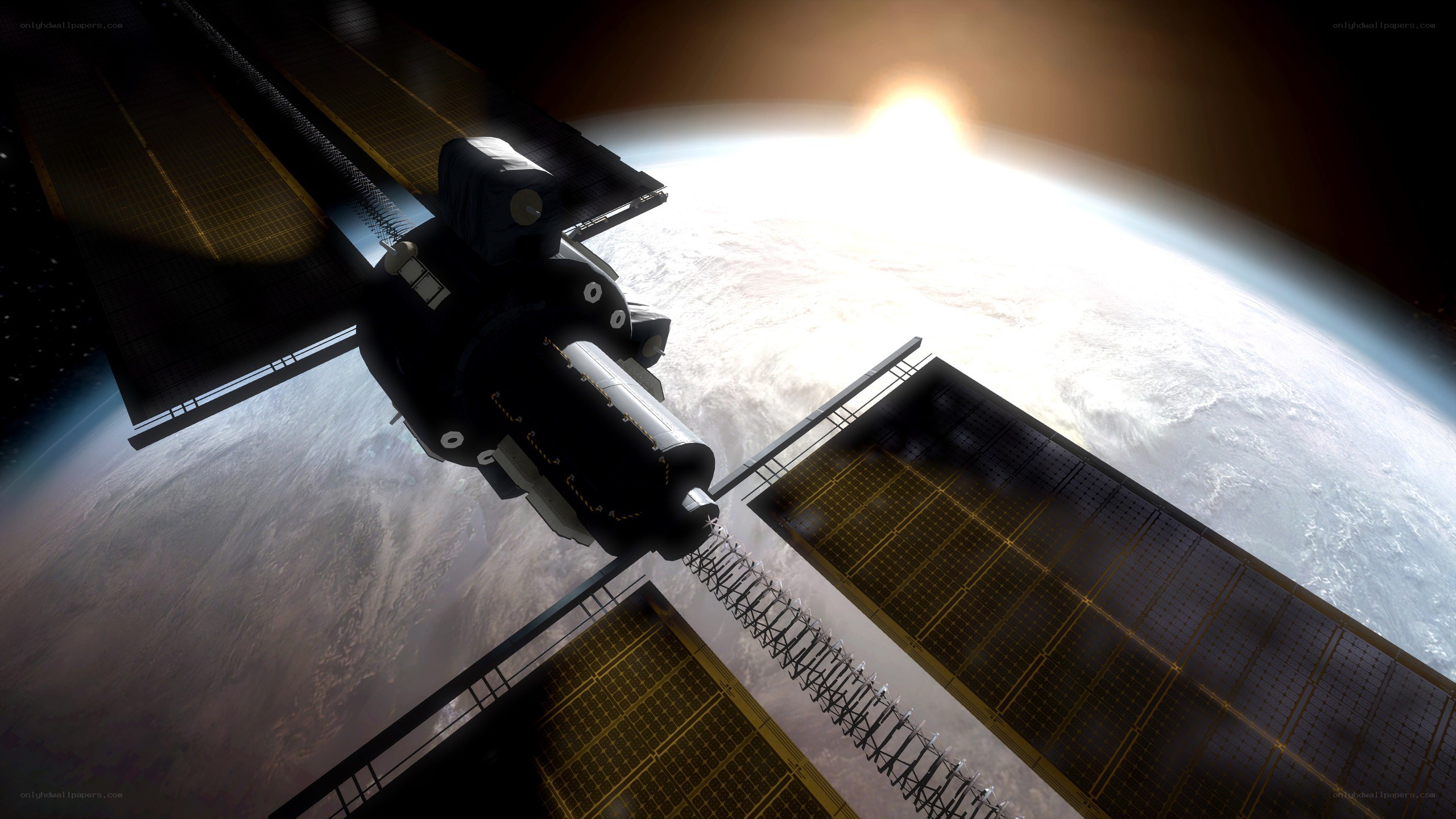 Satellite in orbit above Earth