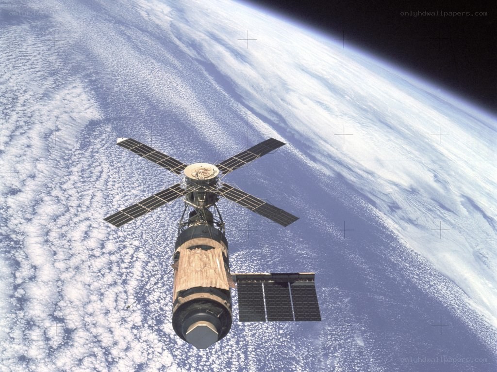 Satellite in orbit above Earth