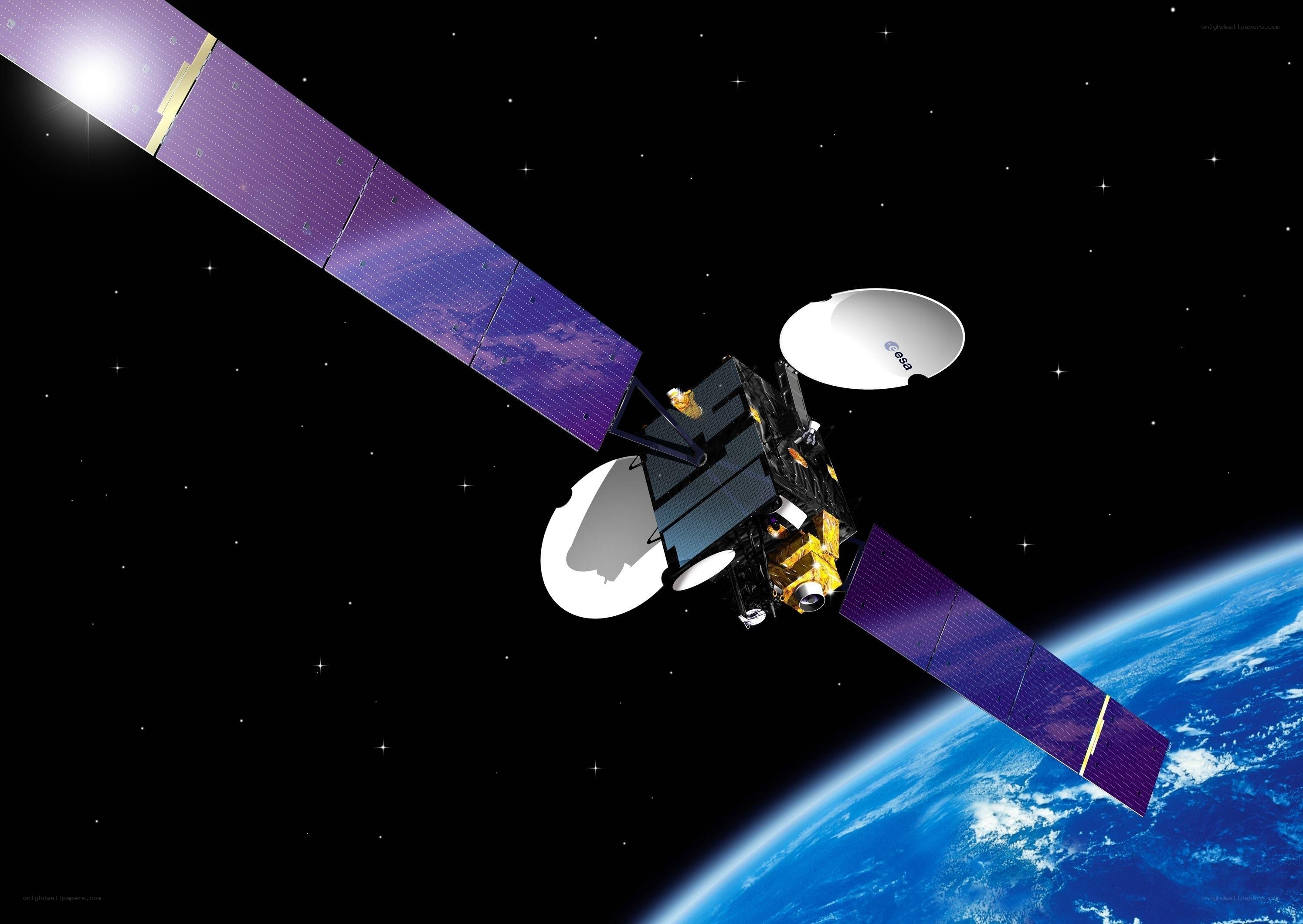 Satellite in orbit above Earth