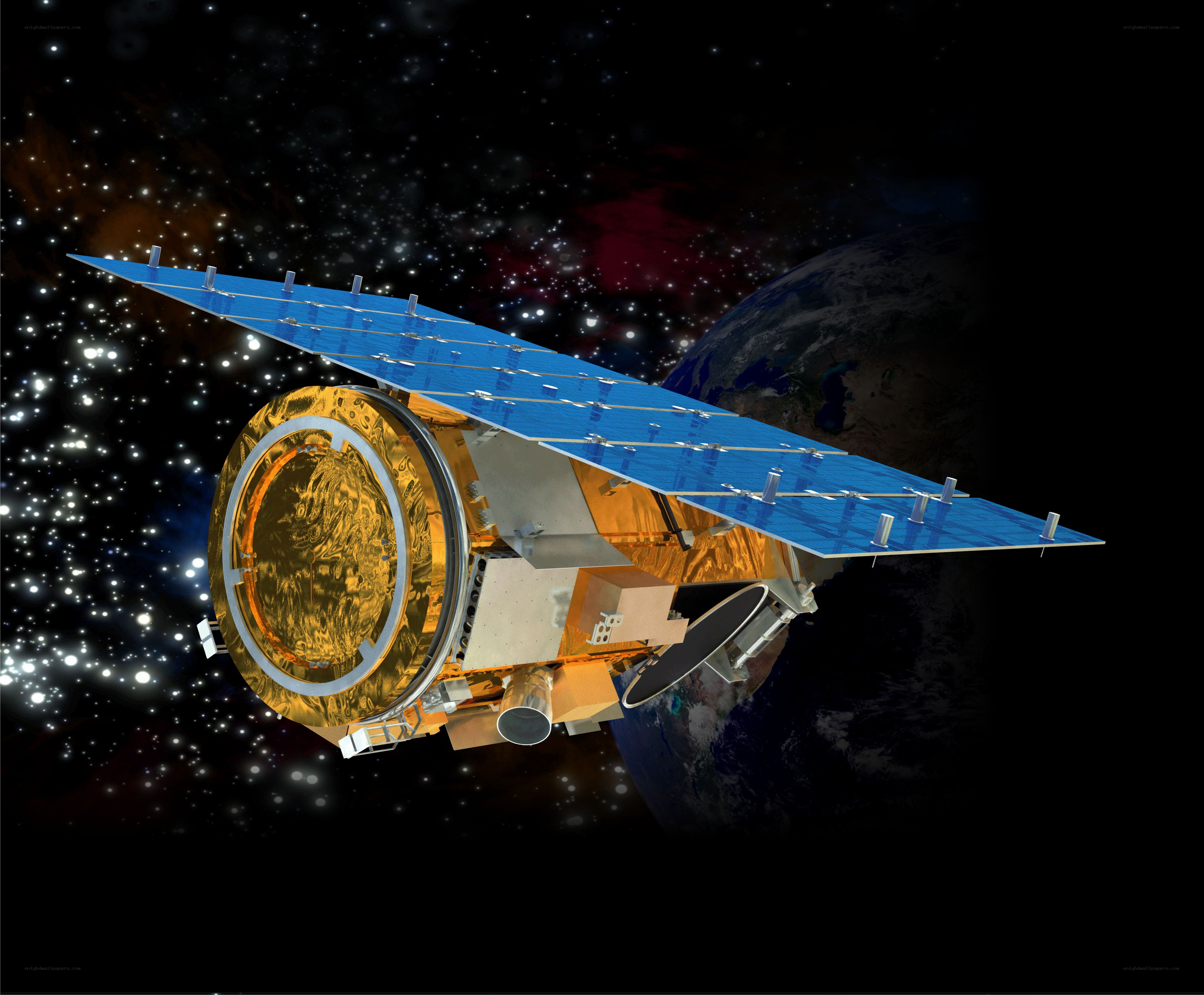 Satellite in orbit around Earth