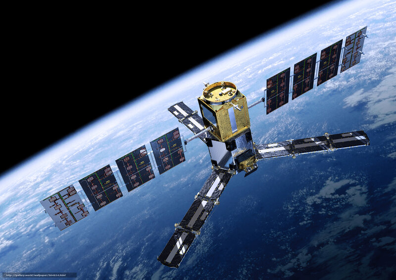 Satellite in Orbit — Blue, Dramatic, Digital Art, Earth, Solar Panels