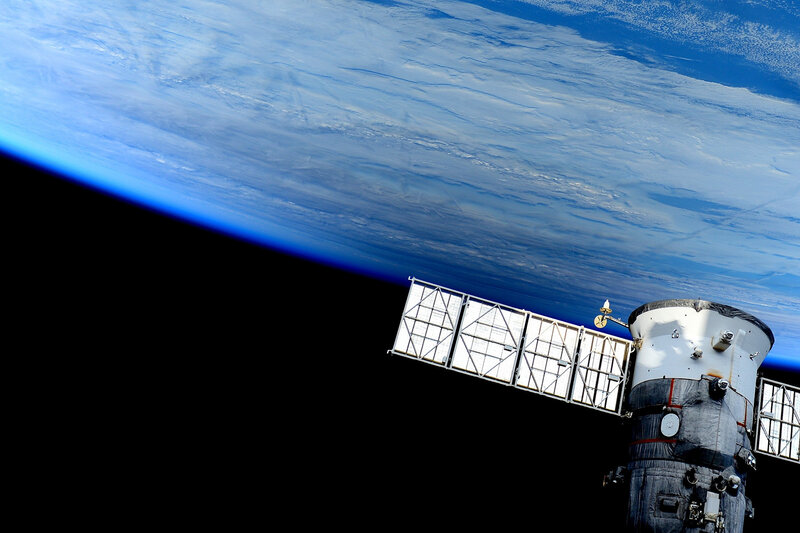Satellite in Orbit — Blue, Dramatic, Photograph, Earth