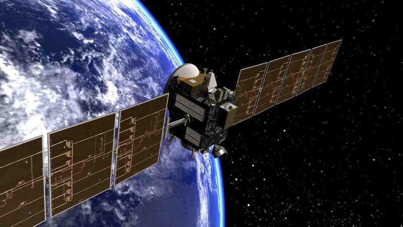 Satellite in Orbit — Blue, Serene, 3d Render, Earth, Solar Panels, Space