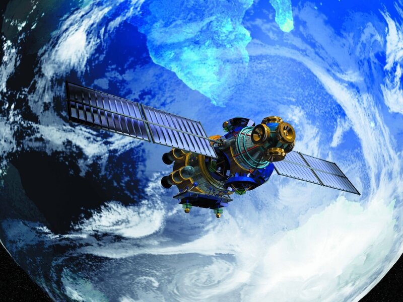 Satellite in Orbit — Blue, Serene, 3d Render, Earth, Solar Panels, Space, White