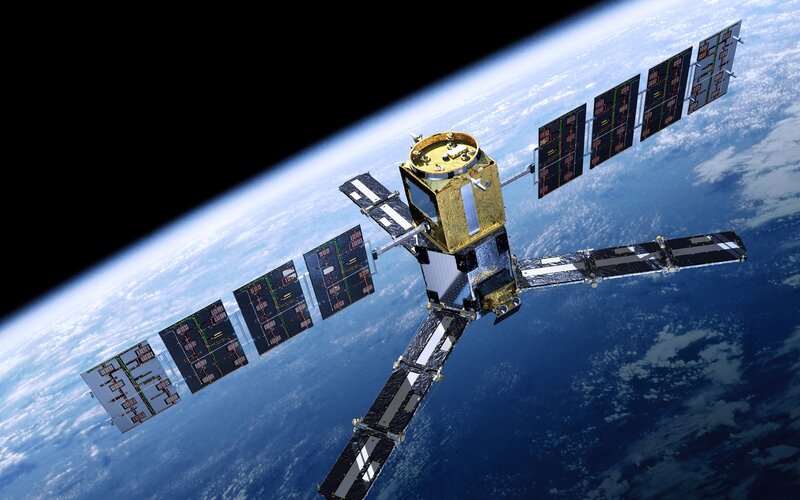 Satellite in Orbit — Blue, Serene, 3d Render, Earth, Solar Panels