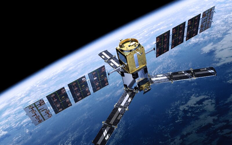 Satellite in Orbit — Blue, Serene, 3d Render, Earth