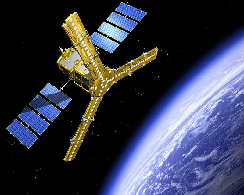 Satellite in Orbit — Blue, Serene, 3d Render