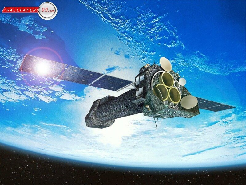 Satellite in Orbit — Blue