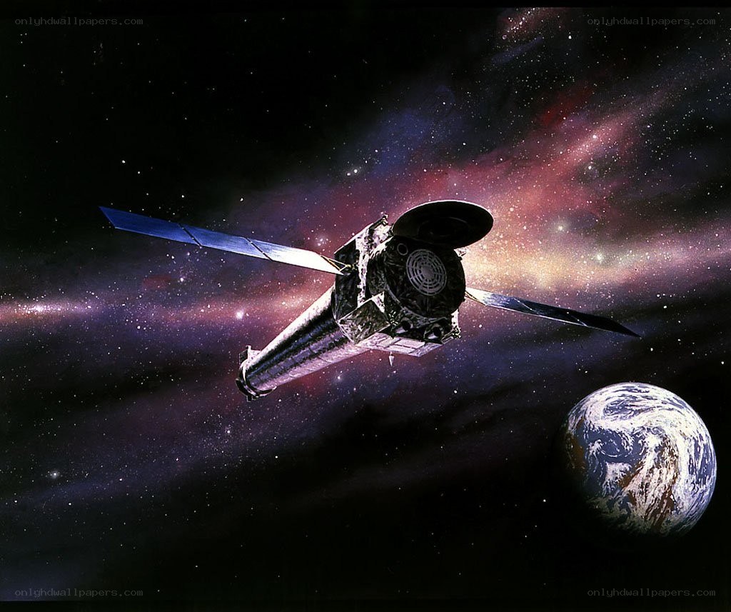 Satellite in space with Earth