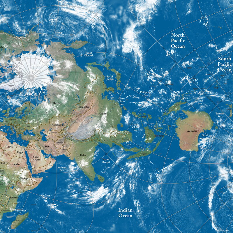 Satellite map of Asia and Pacific