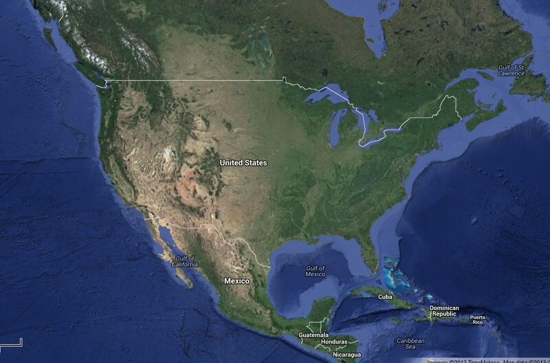 Satellite Map of North America