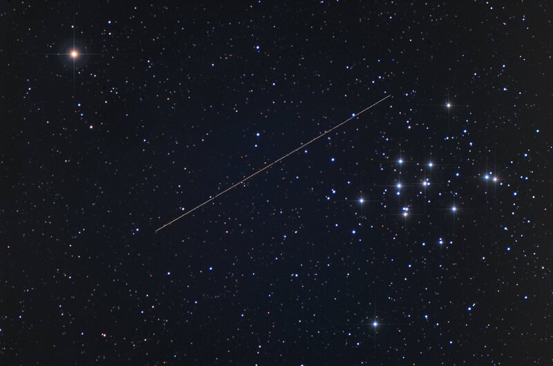 Satellite Trail in Night Sky