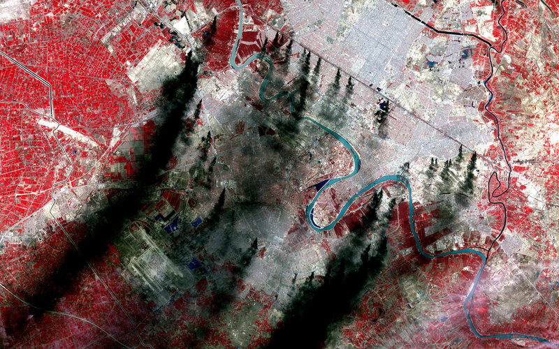 Satellite view of a city