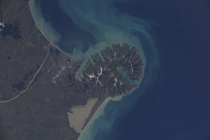 Satellite view of a coastal island