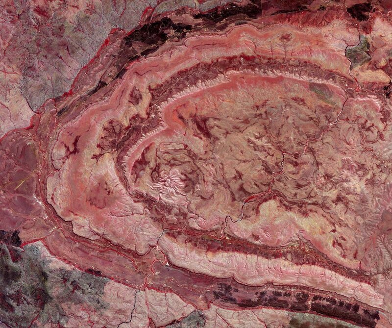 Satellite view of a crater