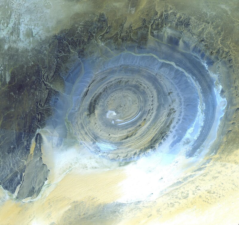 Satellite view of a crater