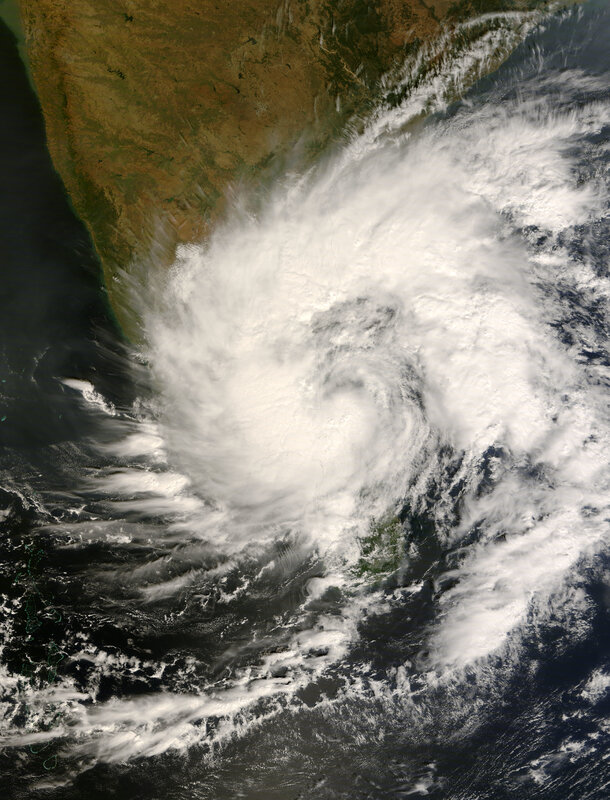 Satellite view of a cyclone