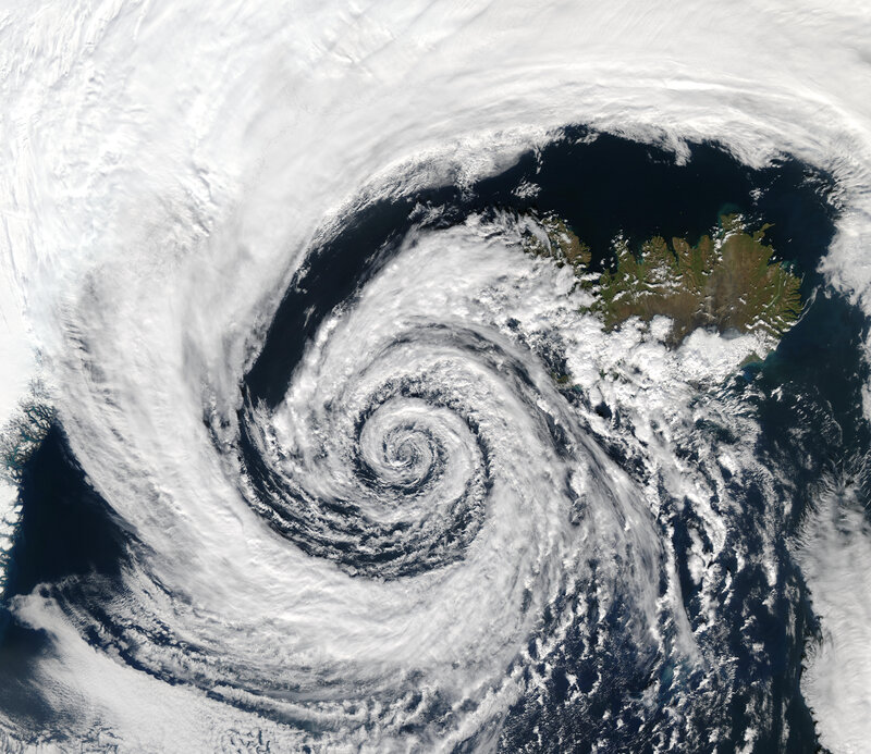 Satellite view of a cyclone
