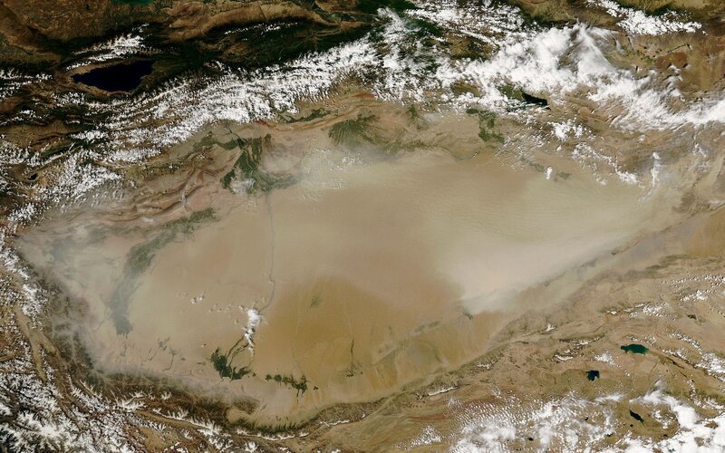 Satellite view of a dust storm