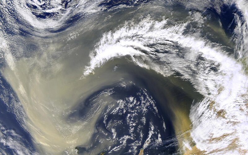 Satellite view of a dust storm