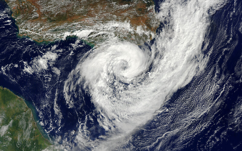 Satellite view of a hurricane