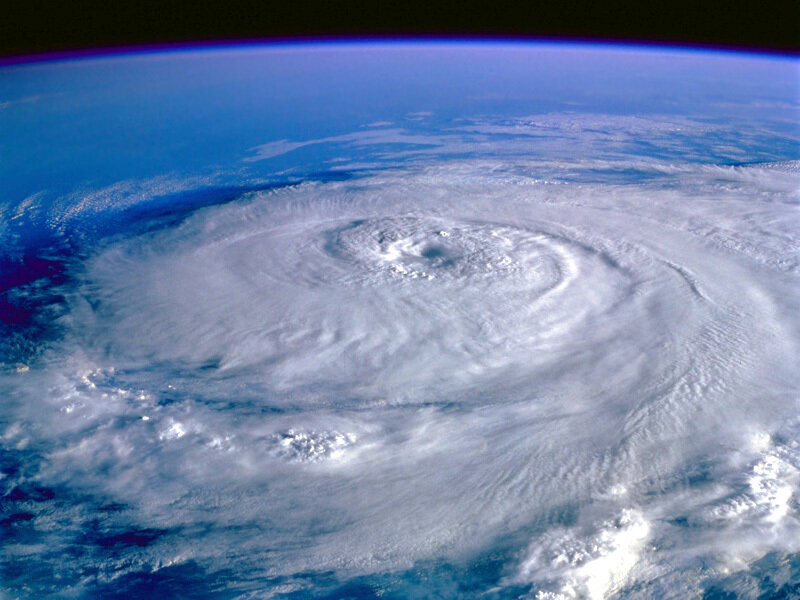 Satellite view of a hurricane