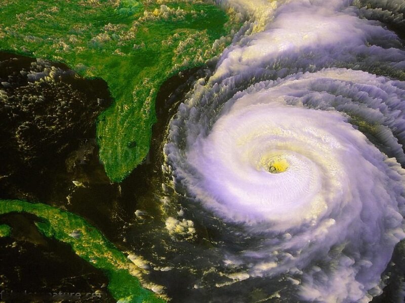 Satellite view of a hurricane