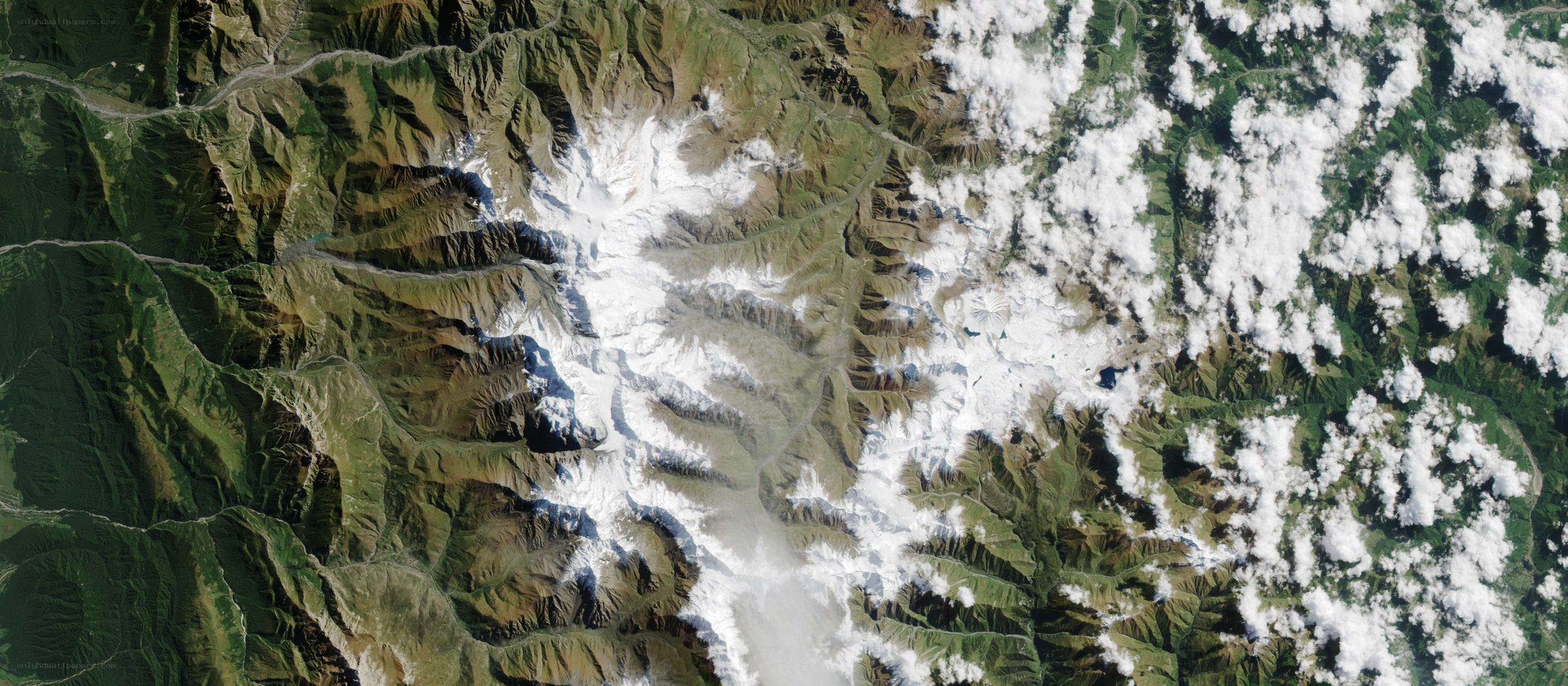 Satellite view of a mountain range