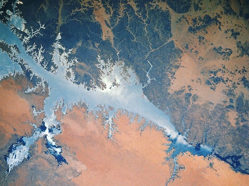 Satellite view of a reservoir