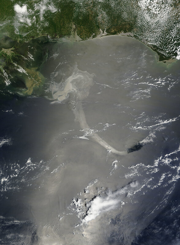 Satellite view of a river delta