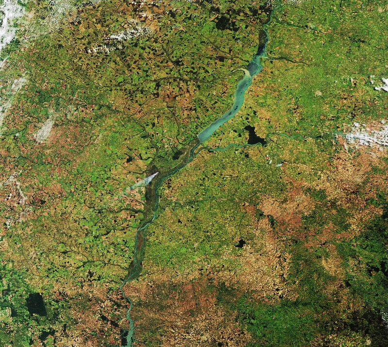 Satellite view of a river valley