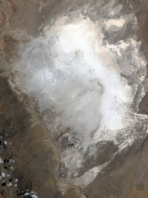 Satellite view of a salt flat