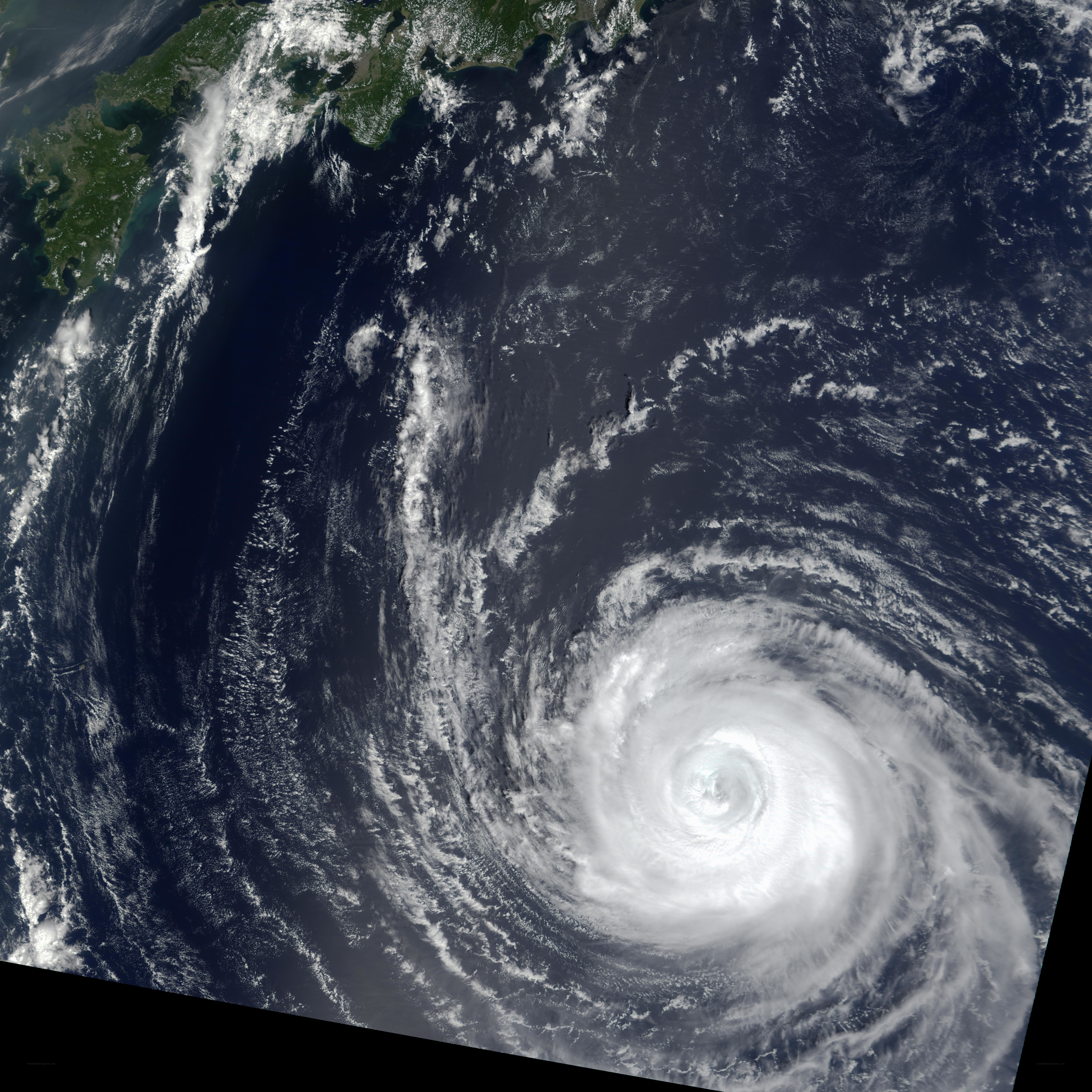 Satellite view of a typhoon