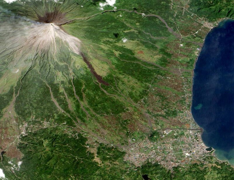 Satellite view of a volcano