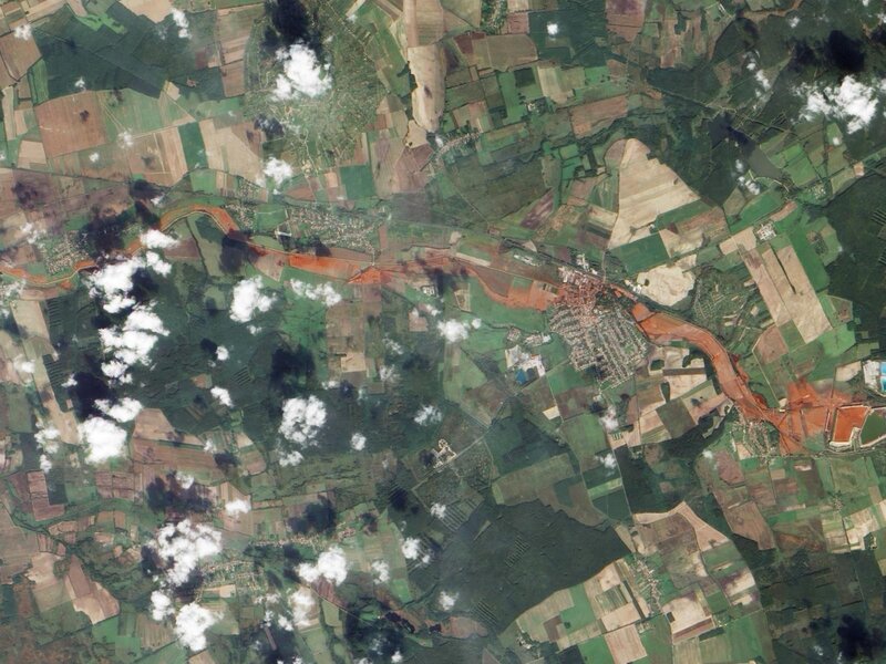 Satellite view of agricultural land