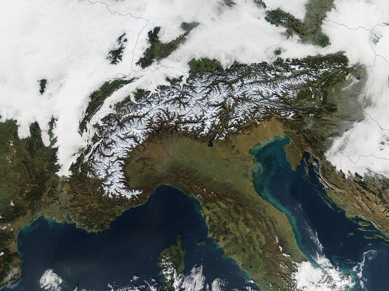 Satellite View of Alps — Green