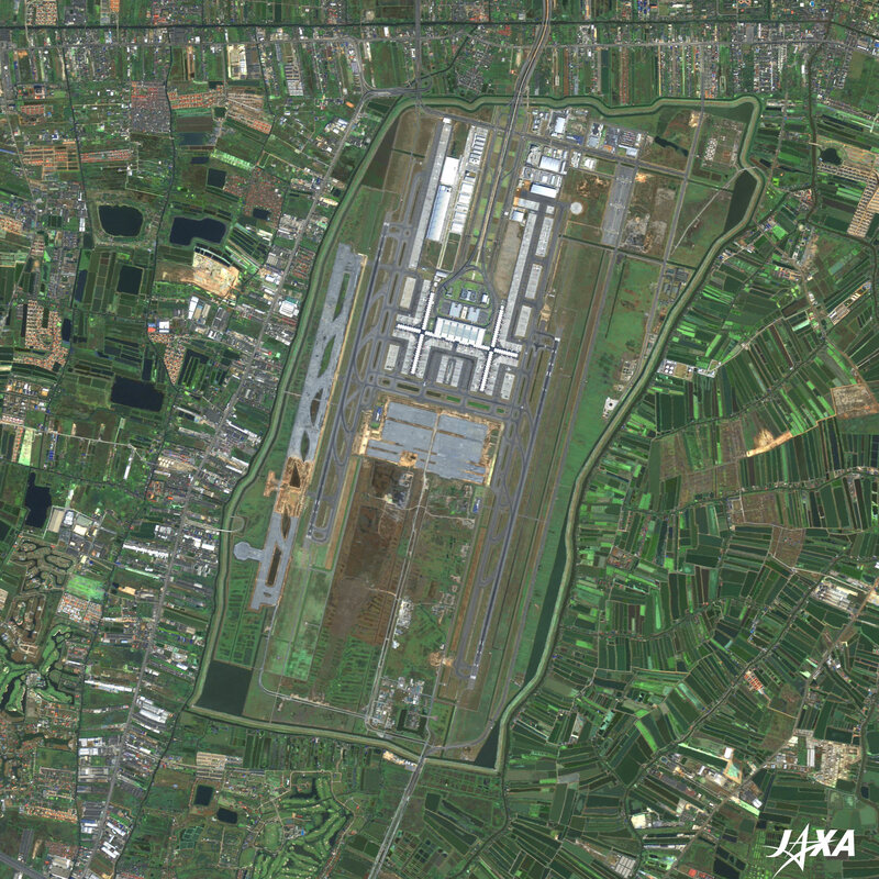 Satellite view of an airport