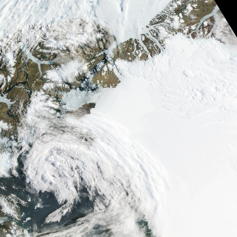 Satellite view of Arctic storm