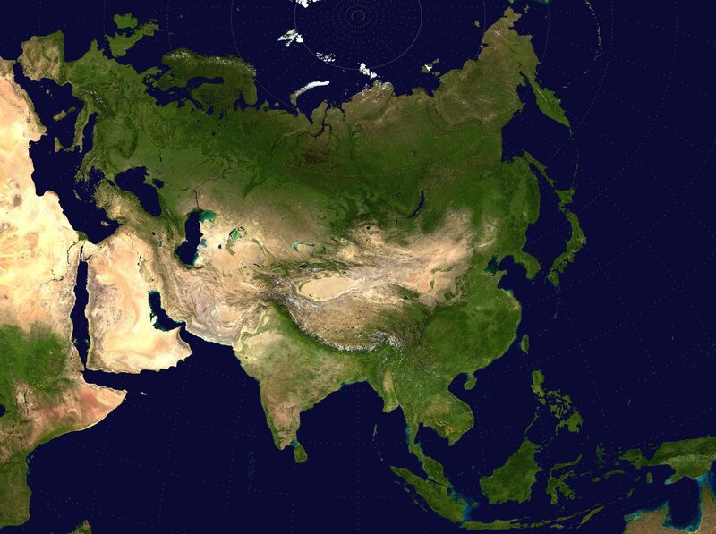 Satellite View of Asia — Green