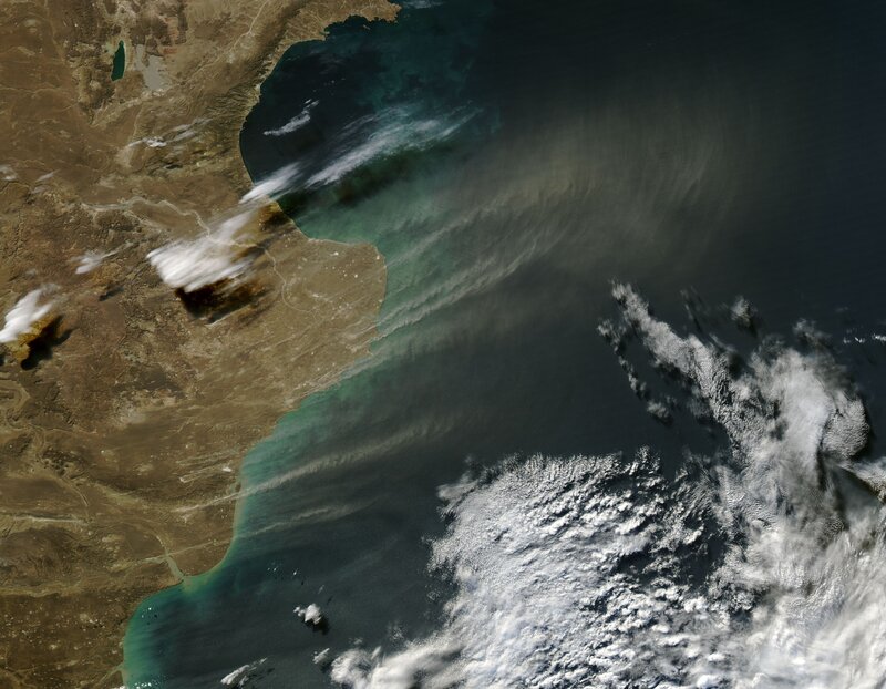 Satellite view of coastal dust