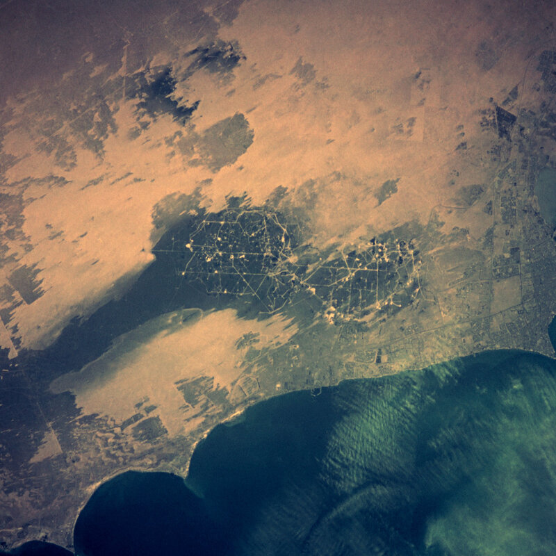 Satellite view of coastal region