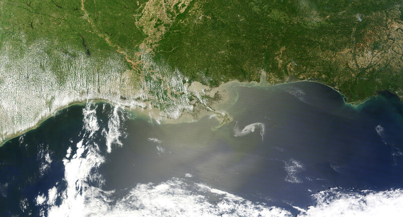 Satellite view of coastal region