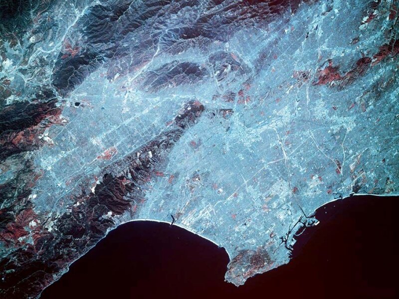 Satellite view of coastal region