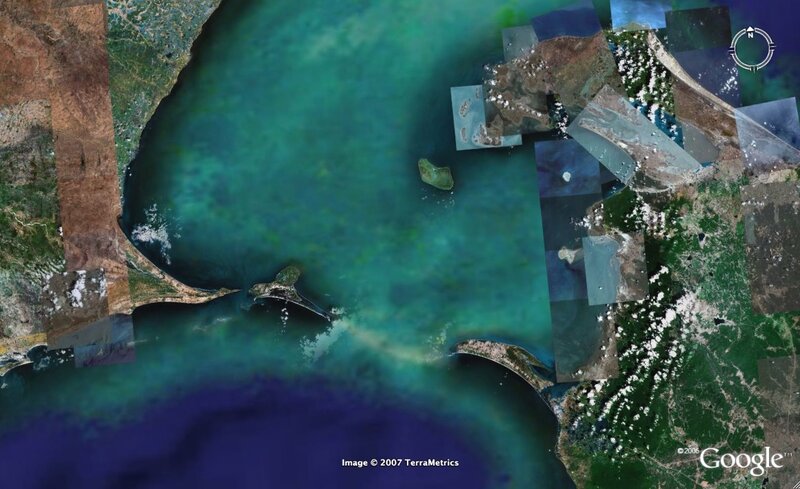 Satellite view of coastal region