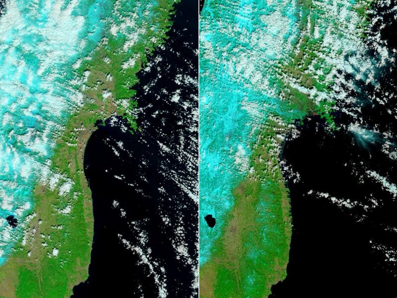 Satellite view of coastal region