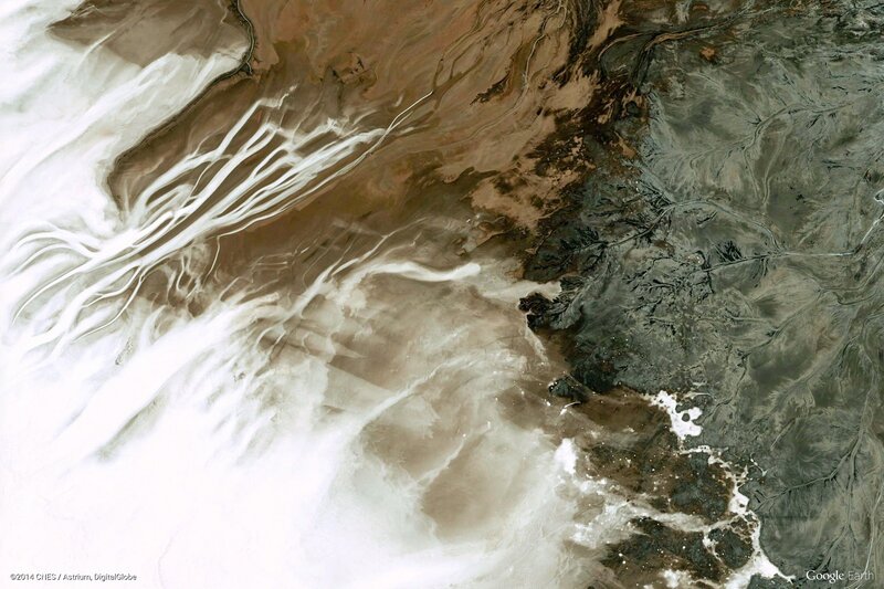 Satellite View of Desert — White