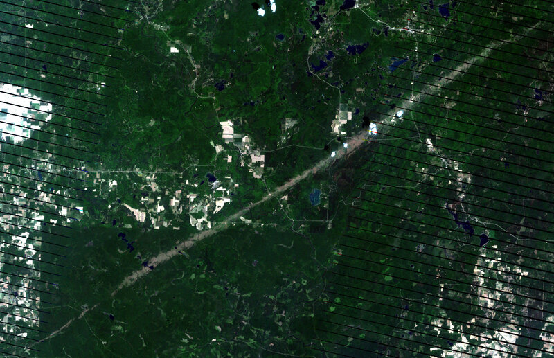 Satellite view of forest fire