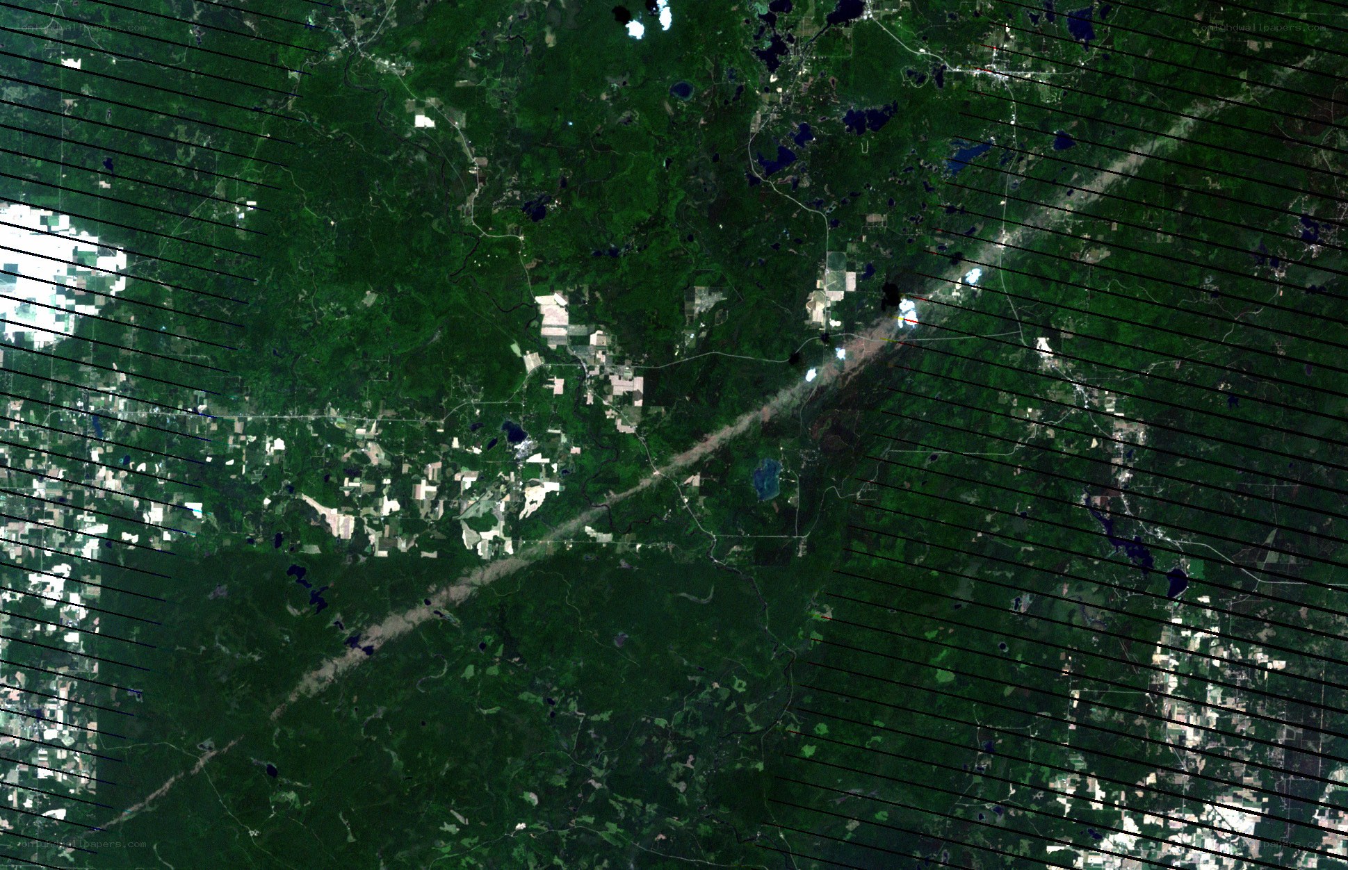 Satellite view of forest fire