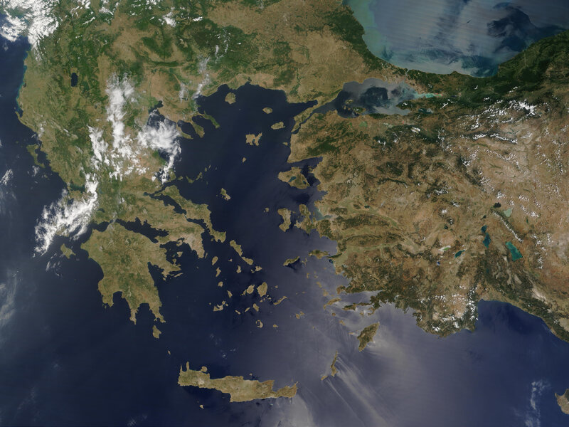 Satellite View of Greece — Blue